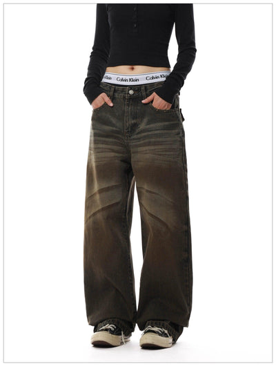 Gradient Washed Whisker Faded Jeans Korean Street Fashion Jeans By Mr Nearly Shop Online at OH Vault