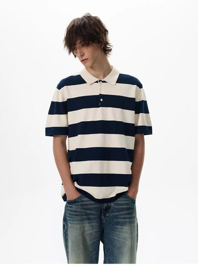 Wide Stripes Comfty Polo Korean Street Fashion Polo By 77Flight Shop Online at OH Vault