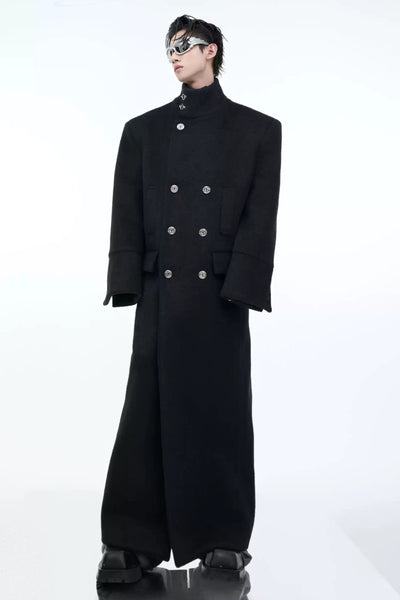 Classic Stand Collar Long Coat Korean Street Fashion Long Coat By Argue Culture Shop Online at OH Vault