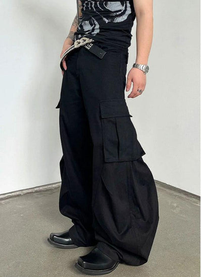 Solid Color Pocket Baggy Cargo Pants Korean Street Fashion Pants By Dark Fog Shop Online at OH Vault