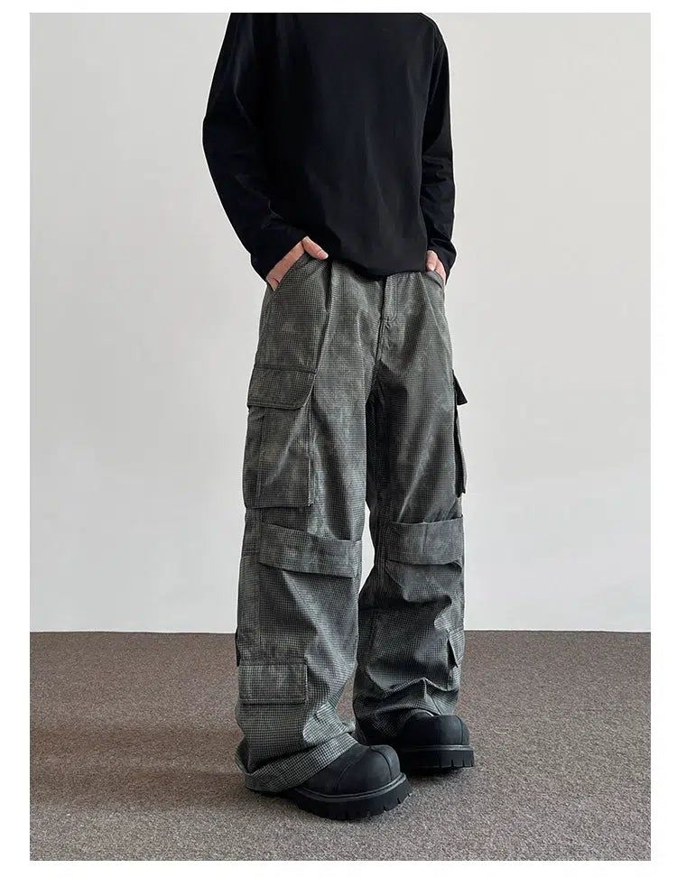 Multi-Pocket Straight Cargo Pants Korean Street Fashion Pants By A PUEE Shop Online at OH Vault