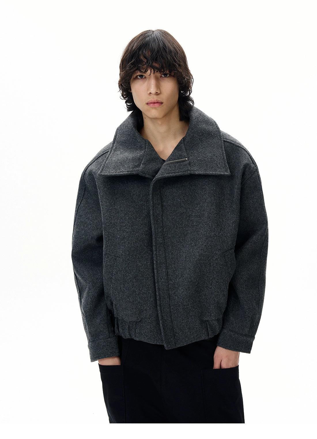 Structured Ruch Hem Zipped Jacket Korean Street Fashion Jacket By 77Flight Shop Online at OH Vault