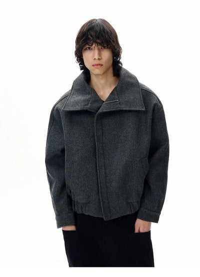 Structured Ruch Hem Zipped Jacket Korean Street Fashion Jacket By 77Flight Shop Online at OH Vault