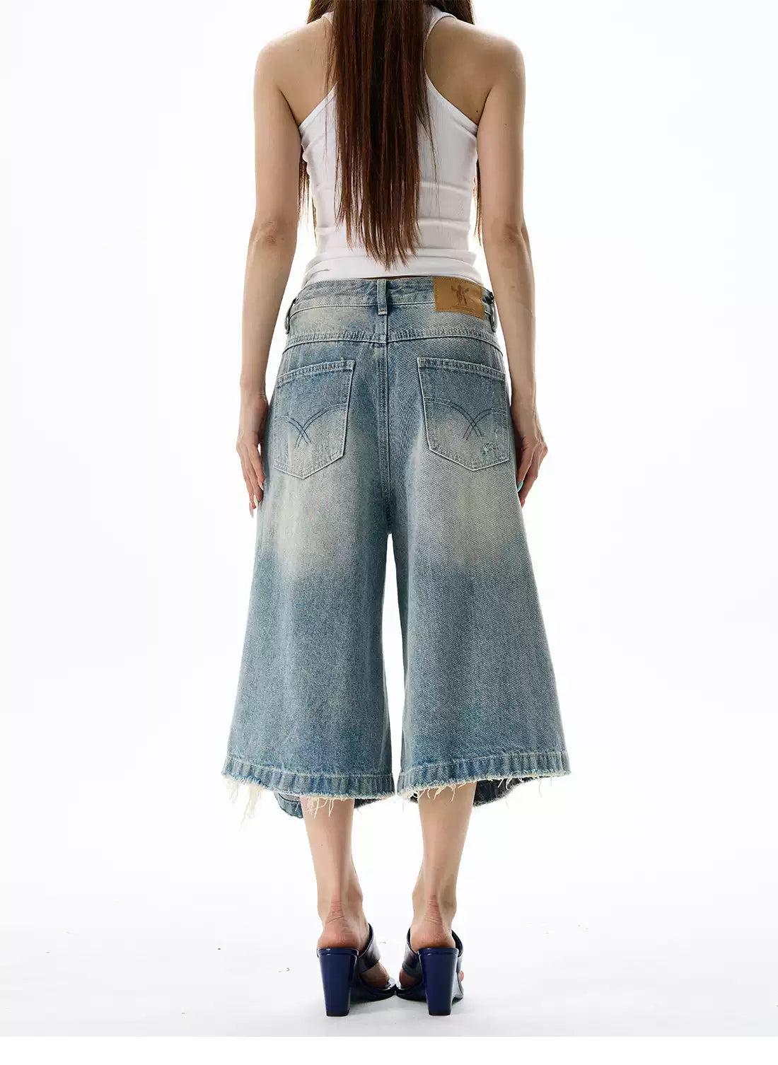 Extra Distressed Denim Shorts Korean Street Fashion Shorts By 77Flight Shop Online at OH Vault