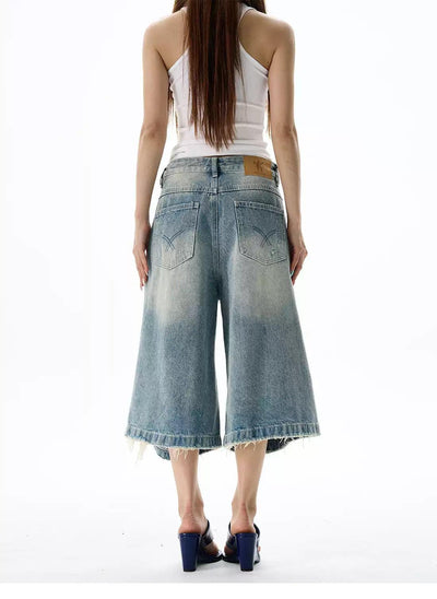 Extra Distressed Denim Shorts Korean Street Fashion Shorts By 77Flight Shop Online at OH Vault