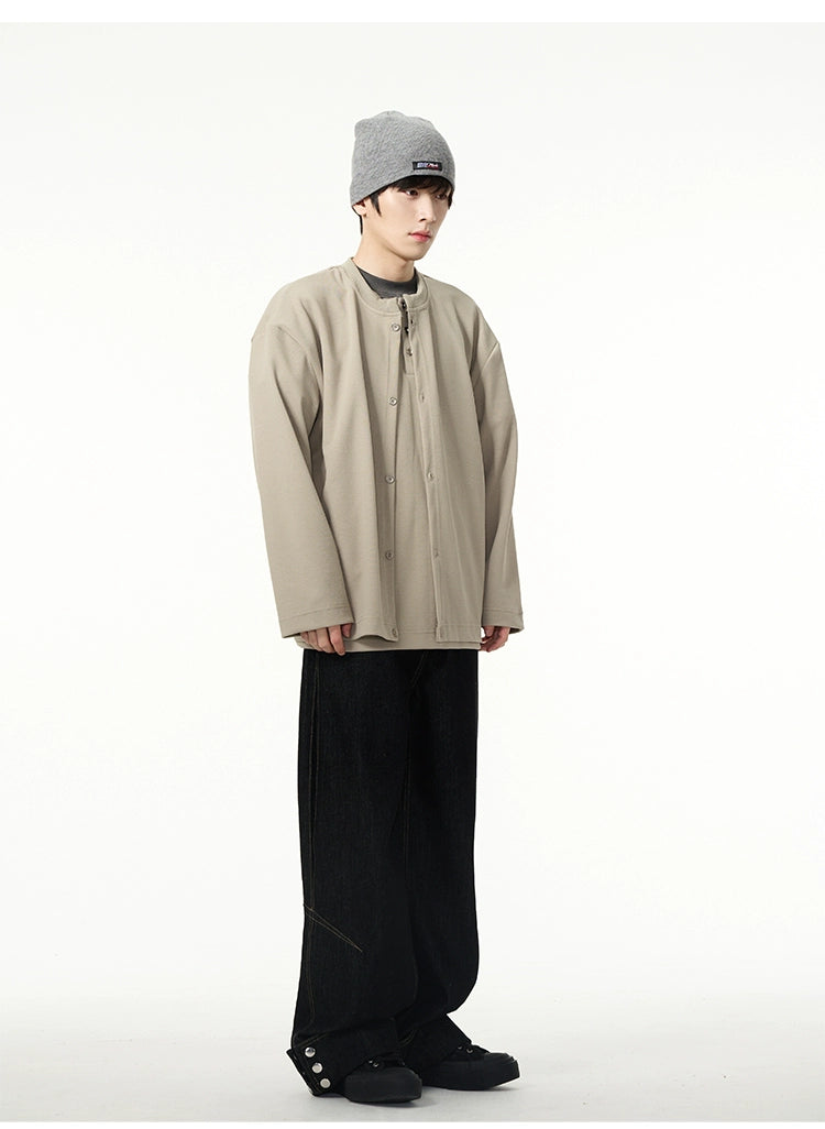 Layer-Cardigan Long Sleeve T-Shirt Korean Street Fashion T-Shirt By 77Flight Shop Online at OH Vault