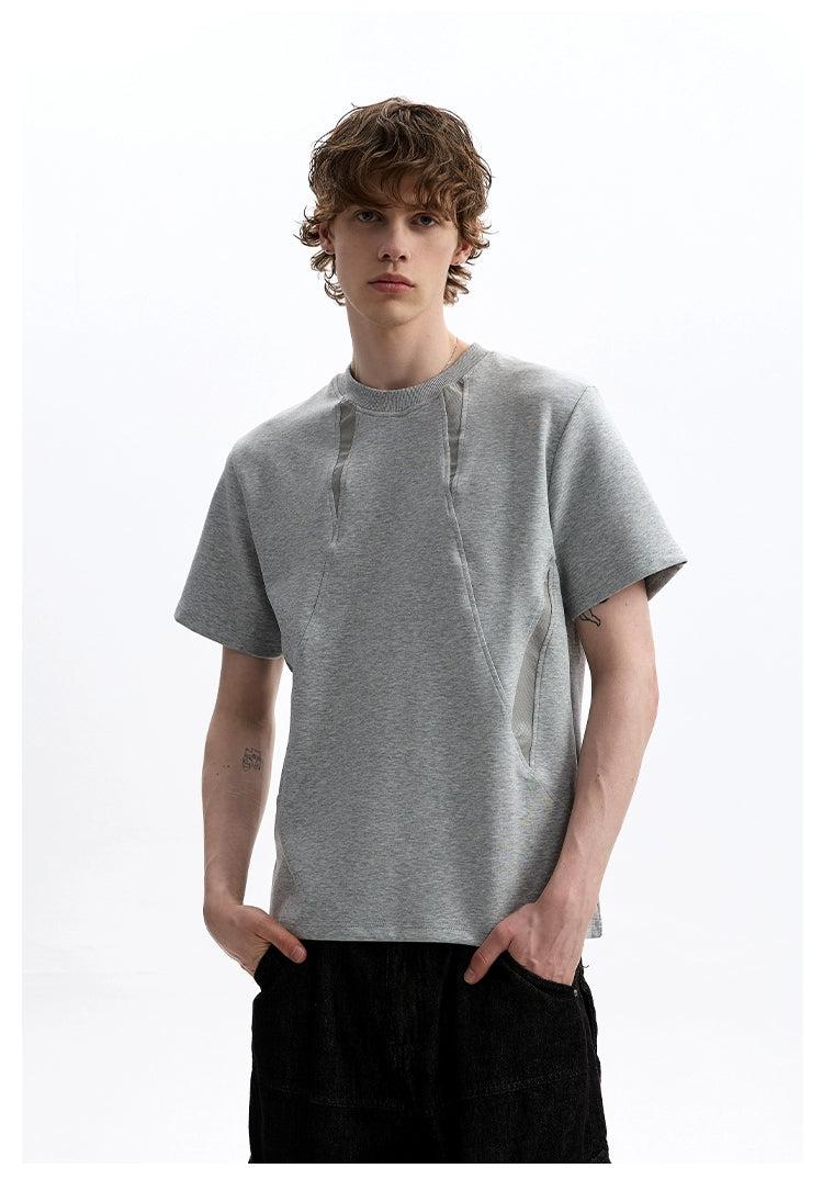 Lined Detail Versatile T-Shirt Korean Street Fashion T-Shirt By A PUEE Shop Online at OH Vault