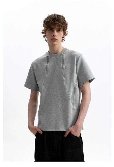Lined Detail Versatile T-Shirt Korean Street Fashion T-Shirt By A PUEE Shop Online at OH Vault