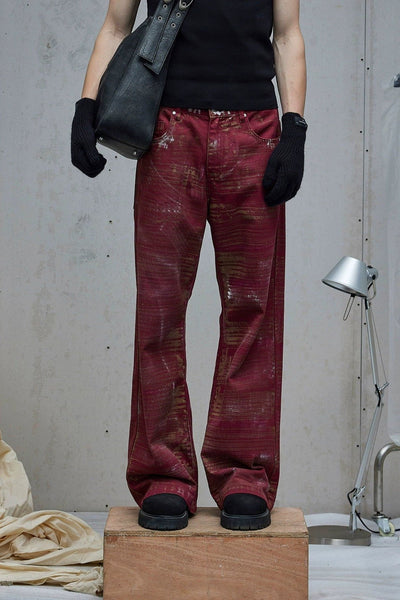 Paint Brush Smudges Buttoned Pants Korean Street Fashion Pants By Terra Incognita Shop Online at OH Vault