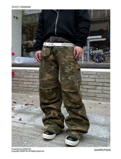 Detachable Pendant Camouflage Pleats Pants Korean Street Fashion Pants By Dark Fog Shop Online at OH Vault