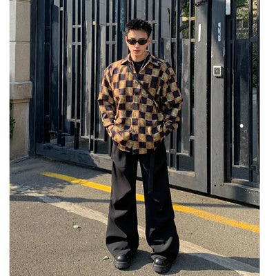 Checkered Pattern Buttoned Shirt Korean Street Fashion Shirt By Poikilotherm Shop Online at OH Vault