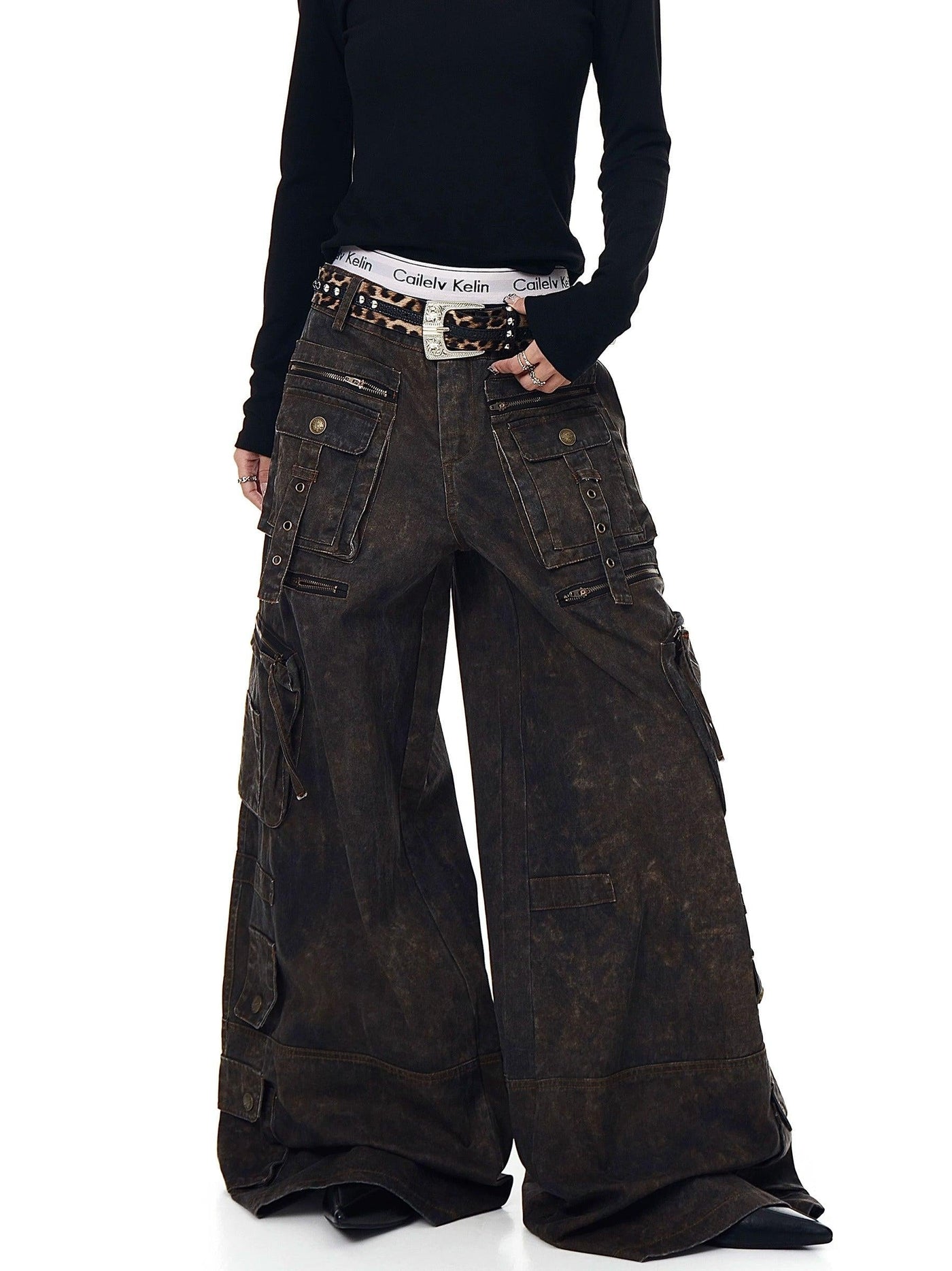 Buttoned Multiple Detail Pants Korean Street Fashion Pants By Blacklists Shop Online at OH Vault
