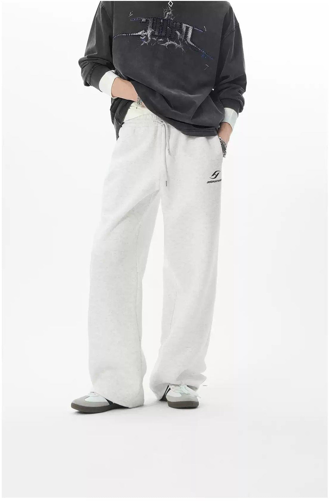 Drawstring Straight Leg Sweatpants Korean Street Fashion Pants By JHYQ Shop Online at OH Vault
