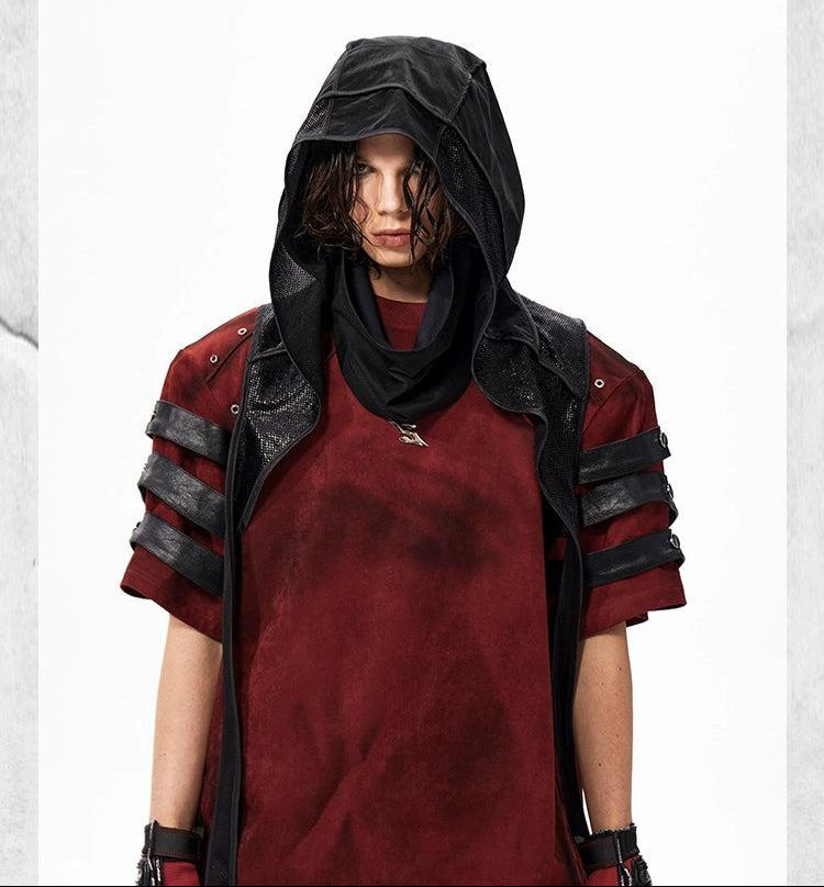 Splice PU Leather Bar Sleeves T-Shirt Korean Street Fashion T-Shirt By Slim Black Shop Online at OH Vault