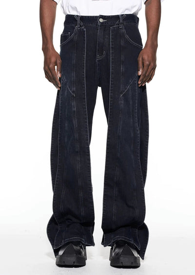 Washed Multi-Seams Detail Jeans Korean Street Fashion Jeans By Blind No Plan Shop Online at OH Vault