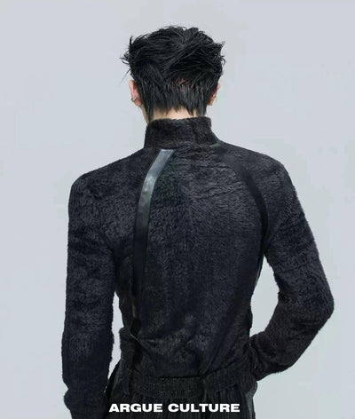 Furry Textured Flipped Logo Crewneck Korean Street Fashion Mockneck By Argue Culture Shop Online at OH Vault