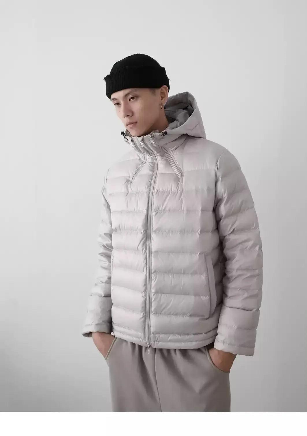 Solid Hooded Quilted Down Jacket Korean Street Fashion Jacket By In Knots Shop Online at OH Vault