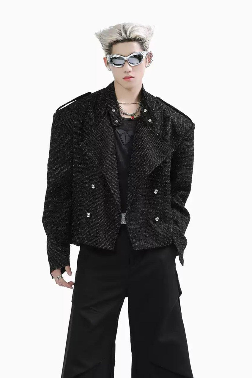 Boxy Textured Multi-Button Jacket Korean Street Fashion Jacket By Turn Tide Shop Online at OH Vault