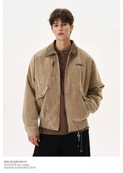 Washed Distressed Corduroy Jacket Korean Street Fashion Jacket By MaxDstr Shop Online at OH Vault