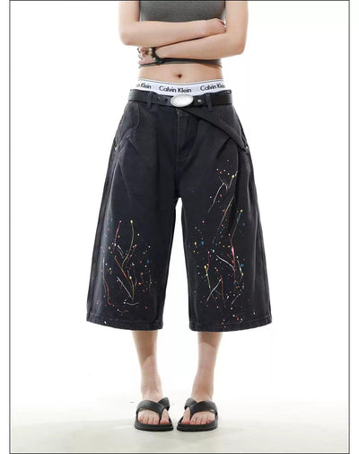 Color Paint Splatters Denim Shorts Korean Street Fashion Shorts By Mr Nearly Shop Online at OH Vault