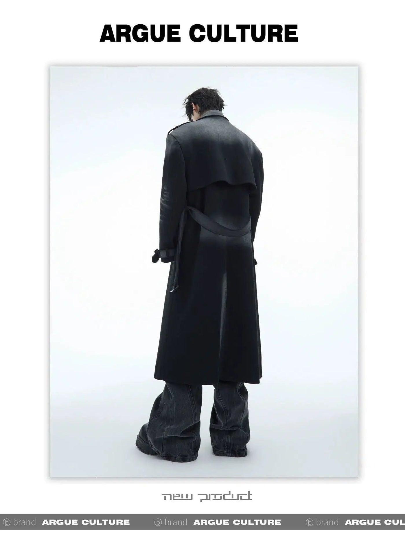 Paint Sprayed Belted Long Coat Korean Street Fashion Long Coat By Argue Culture Shop Online at OH Vault