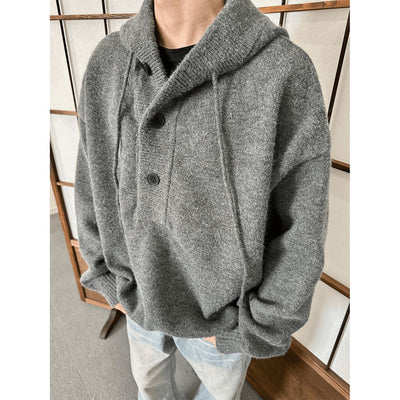 Cozy Half-Buttons Hooded Sweater Korean Street Fashion Sweater By Made Extreme Shop Online at OH Vault