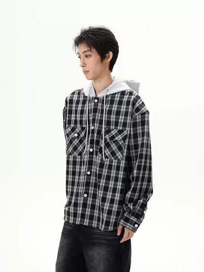 Drawstring Plaid Hooded Jacket Korean Street Fashion Jacket By 77Flight Shop Online at OH Vault