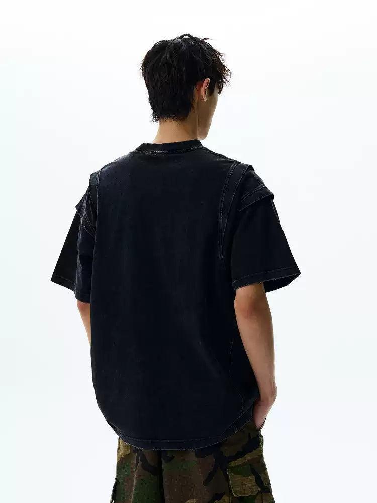 Washed Distressed Cut T-Shirt Korean Street Fashion T-Shirt By A PUEE Shop Online at OH Vault