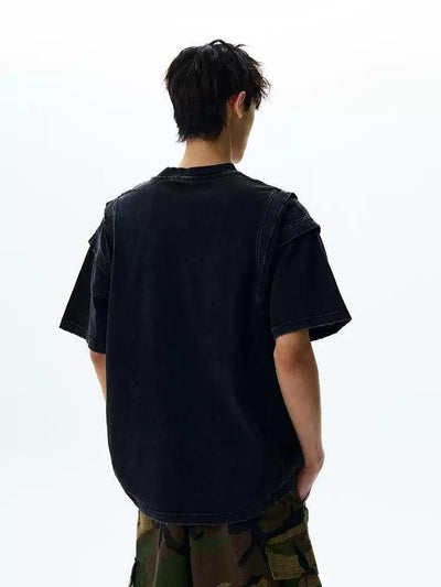 Washed Distressed Cut T-Shirt Korean Street Fashion T-Shirt By A PUEE Shop Online at OH Vault