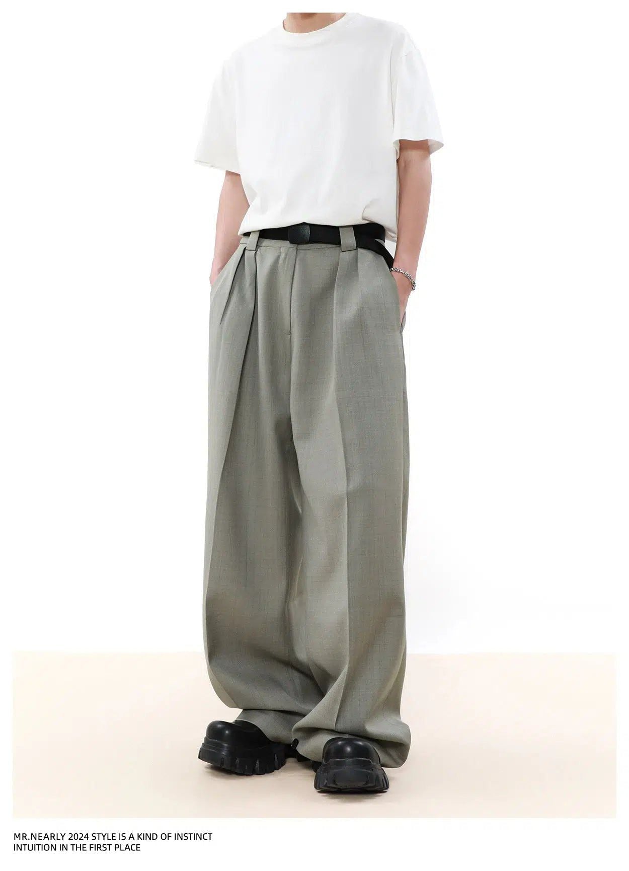 Drape Pleated Trousers Korean Street Fashion Trousers By Mr Nearly Shop Online at OH Vault