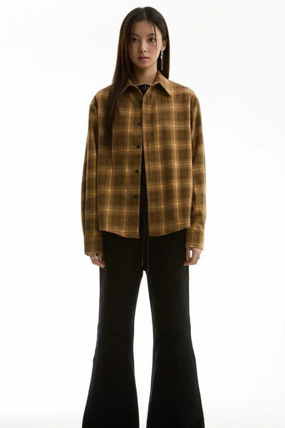 Relaxed Fit Plaid Pattern Shirt Korean Street Fashion Shirt By Funky Fun Shop Online at OH Vault