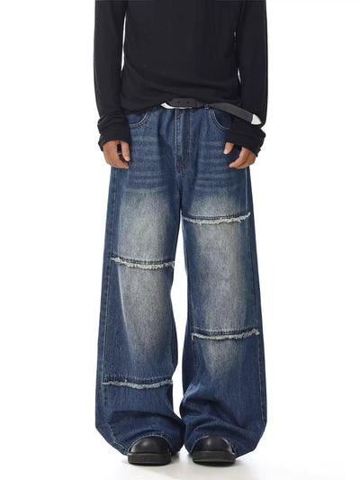 Washed Frayed Loose Jeans Korean Street Fashion Jeans By MEBXX Shop Online at OH Vault
