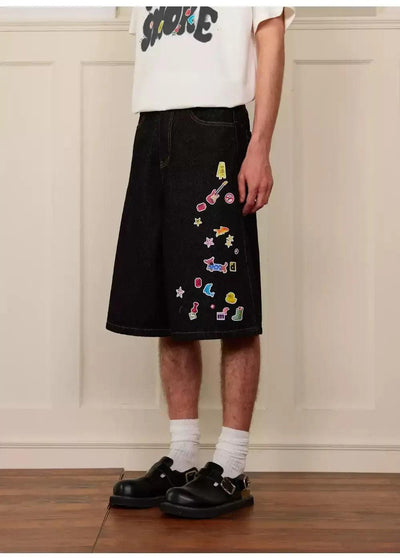 Raw Edge Patchwork Denim Shorts Korean Street Fashion Shorts By Donsmoke Shop Online at OH Vault
