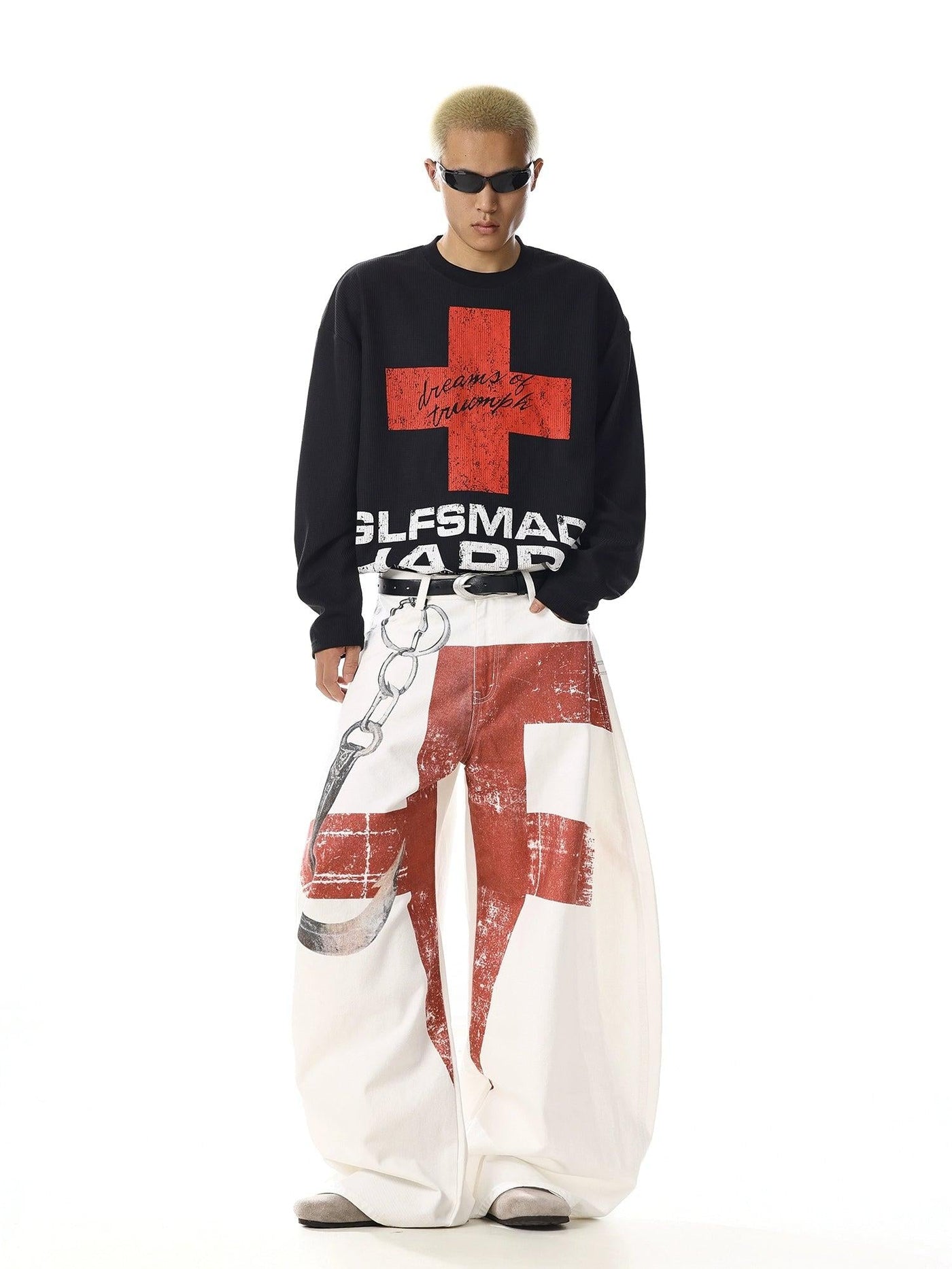 Contrast Print Baggy Fit Pants Korean Street Fashion Pants By MEBXX Shop Online at OH Vault