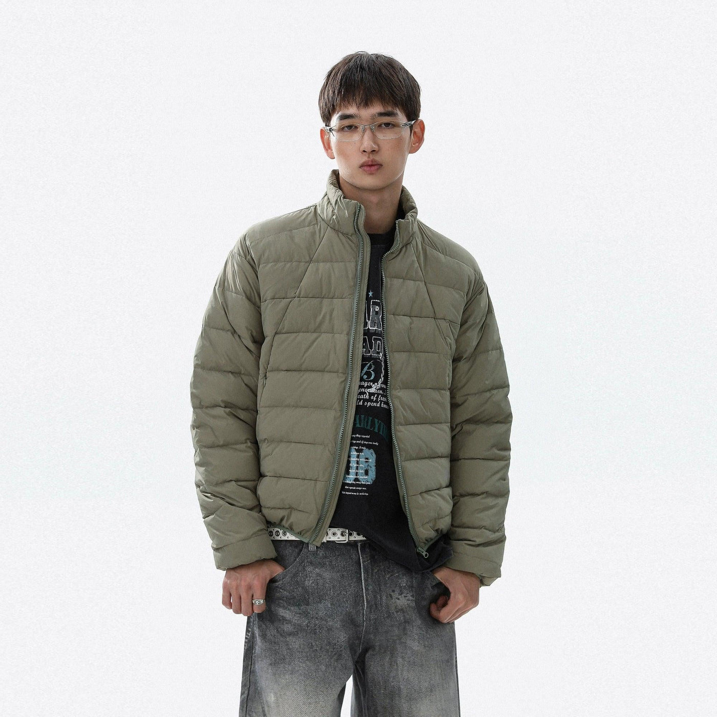 Quilted Stand Collar Down Jacket Korean Street Fashion Jacket By Mr Nearly Shop Online at OH Vault