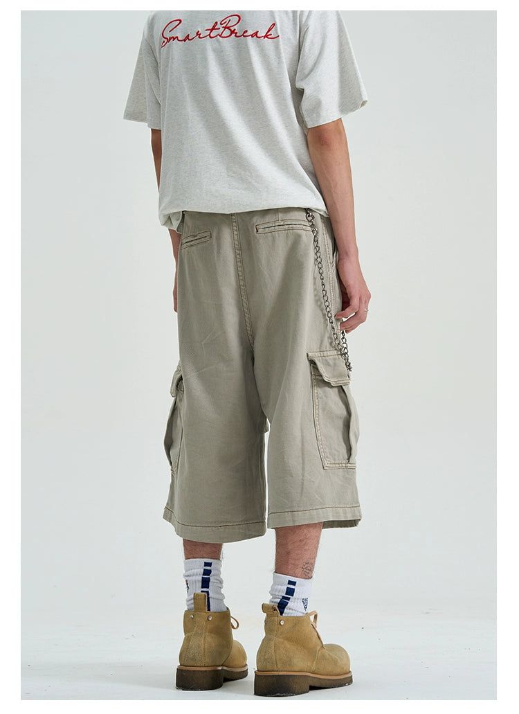 Over Knee Loose Cargo Shorts Korean Street Fashion Shorts By A PUEE Shop Online at OH Vault