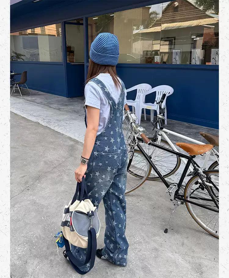 Washed Stars Scattered Overall Korean Street Fashion Overall By Made Extreme Shop Online at OH Vault