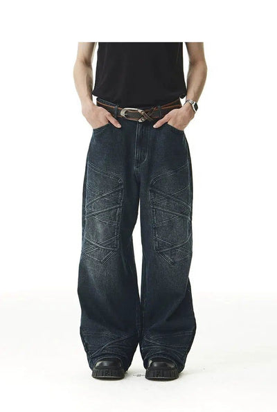 Heavy Washed Seam Detail Jeans Korean Street Fashion Jeans By Cro World Shop Online at OH Vault