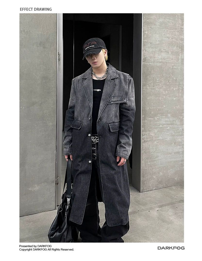Gradient Washed Loose Long Coat Korean Street Fashion Long Coat By Dark Fog Shop Online at OH Vault