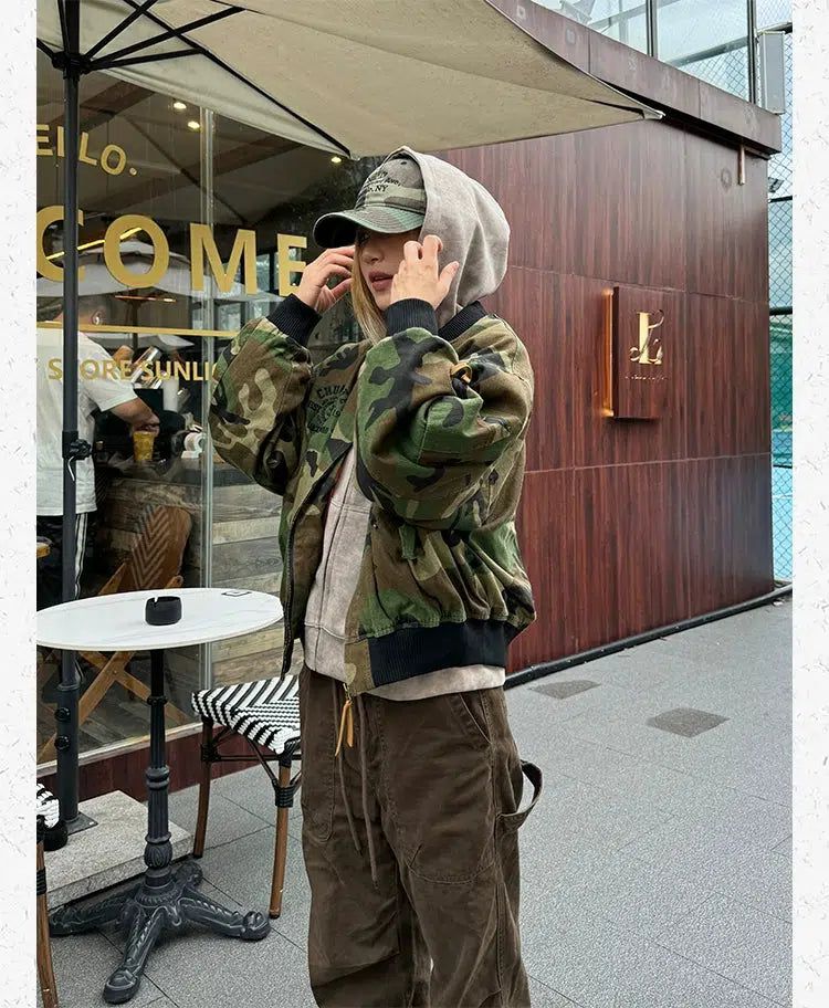 Logo Camouflage Jacket Korean Street Fashion Jacket By Made Extreme Shop Online at OH Vault