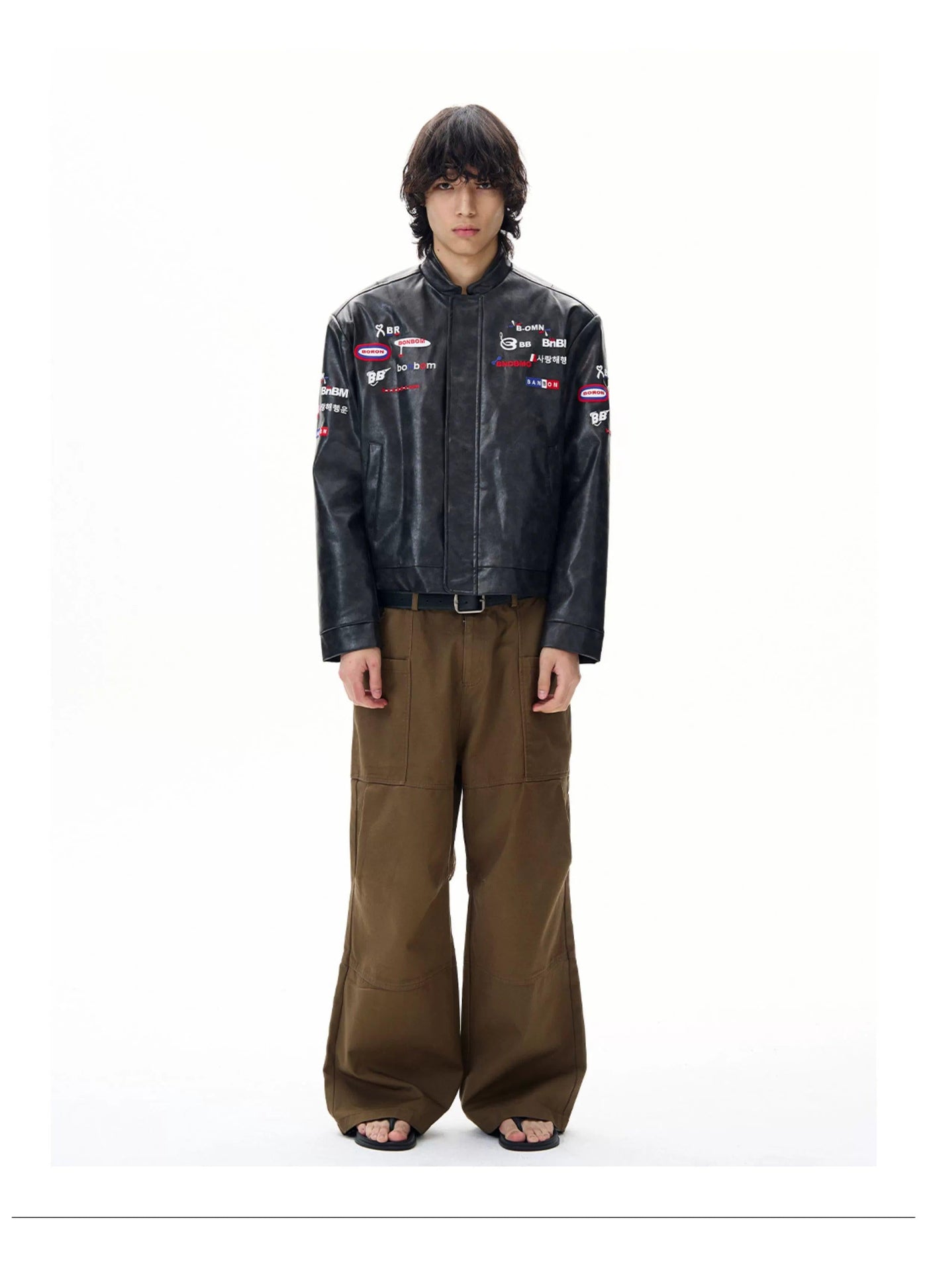 Racing Style PU Leather Jacket Korean Street Fashion Jacket By 77Flight Shop Online at OH Vault