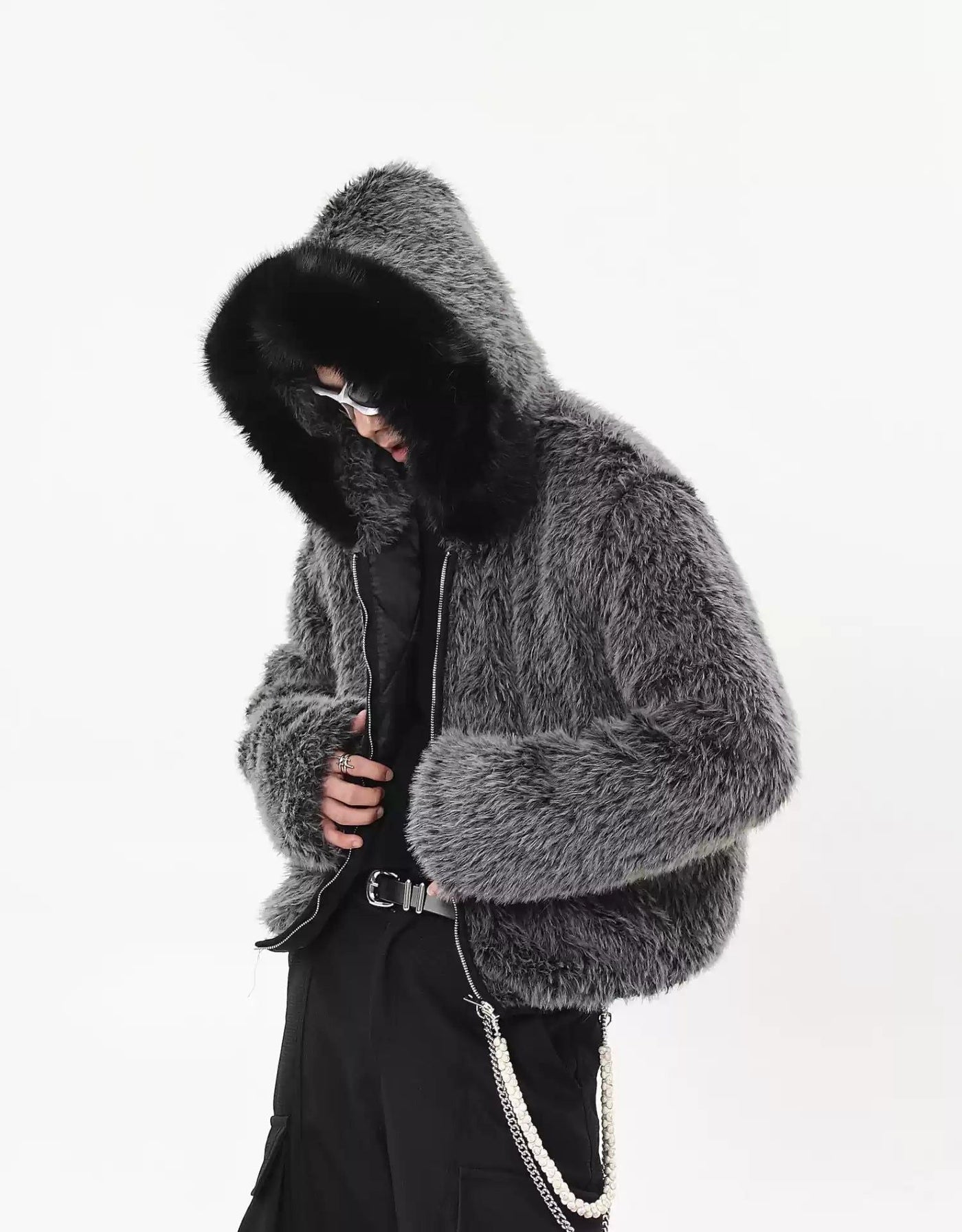 Faux Fur Hooded Jacket Korean Street Fashion Jacket By Blacklists Shop Online at OH Vault