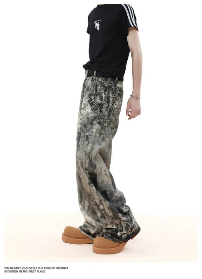 Camo Ink-Splashed Jeans Korean Street Fashion Jeans By Mr Nearly Shop Online at OH Vault