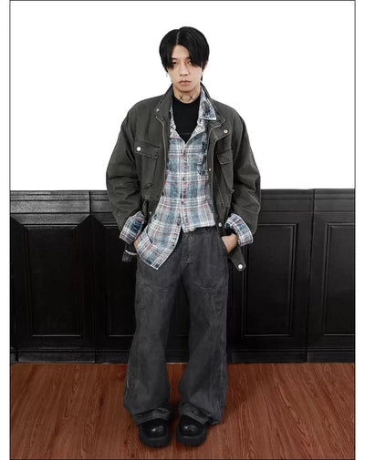 Heavy Washed Four-Pocket Jacket Korean Street Fashion Jacket By Mr Nearly Shop Online at OH Vault