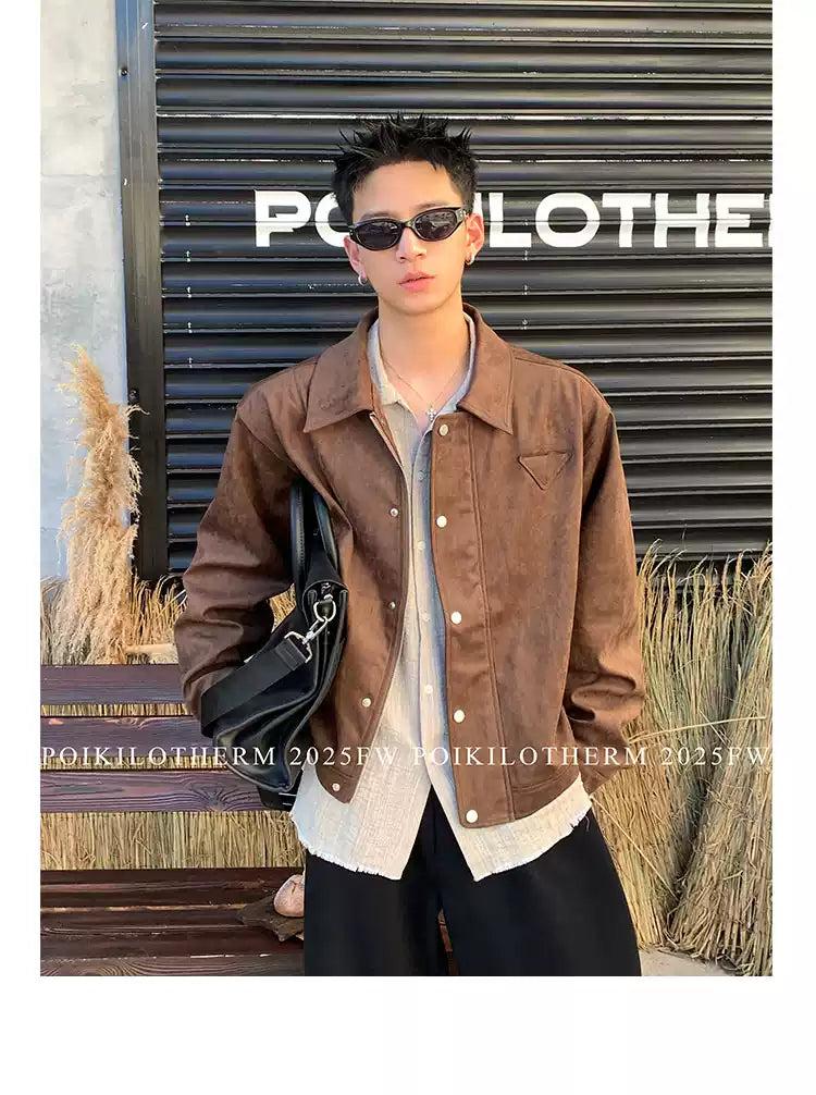 Zipped & Buttoned Jacket Korean Street Fashion Jacket By Poikilotherm Shop Online at OH Vault