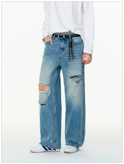 Rip Lines Faded Bootcut Jeans Korean Street Fashion Jeans By Mr Nearly Shop Online at OH Vault