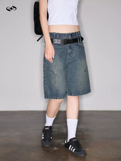 Two-Waist Line Denim Shorts Korean Street Fashion Shorts By ETERNITY ITA Shop Online at OH Vault