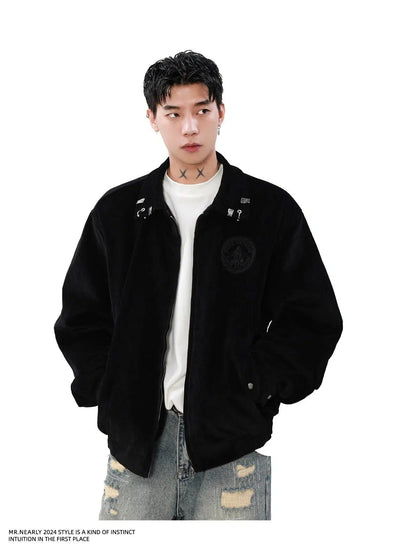 Embroidered Logo Corduroy Jacket Korean Street Fashion Jacket By Mr Nearly Shop Online at OH Vault