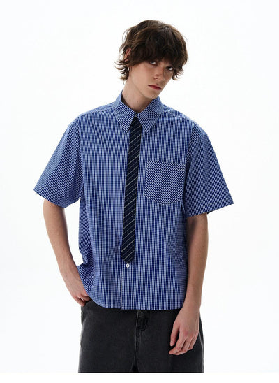 Classic Gingham Short Sleeve Shirt Korean Street Fashion Shirt By 77Flight Shop Online at OH Vault