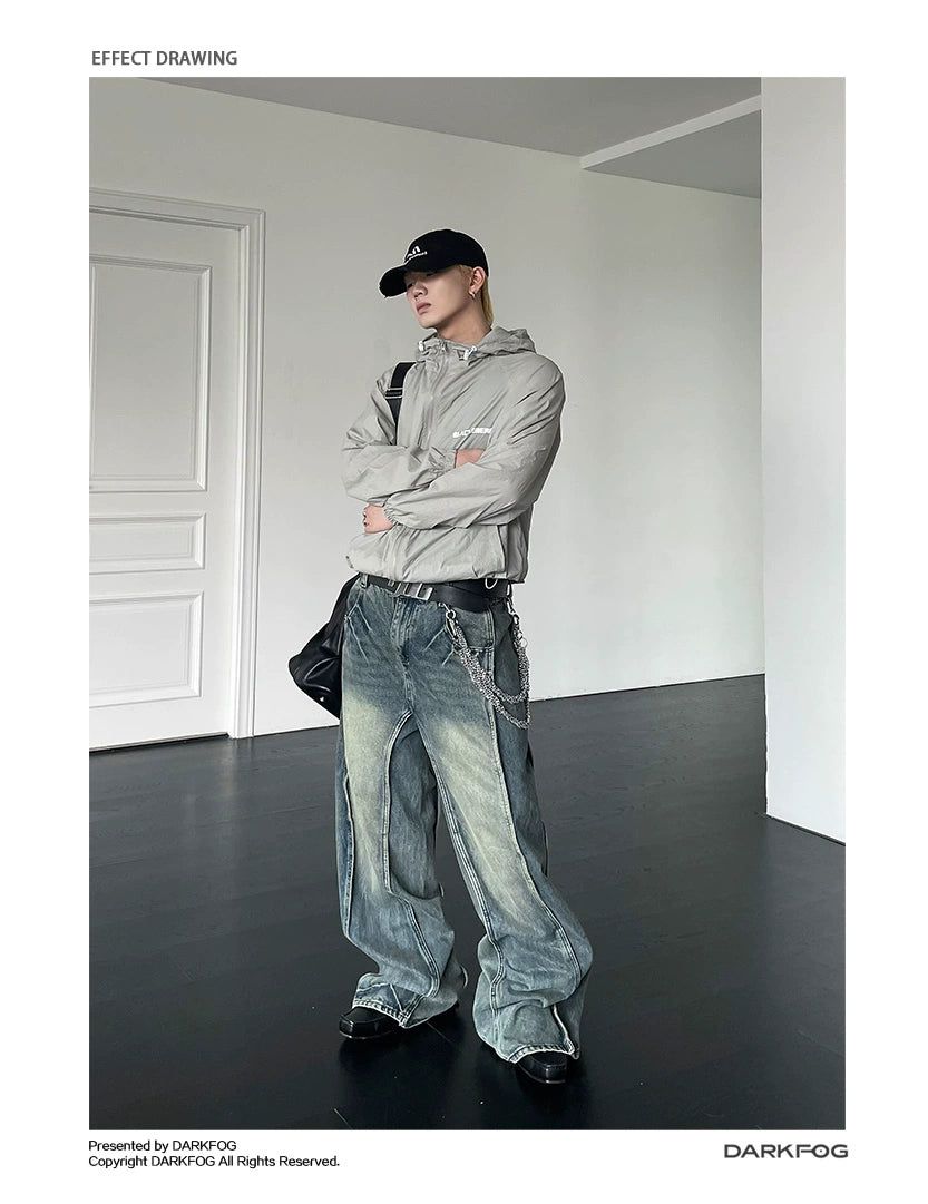 Heavy Lightning Pattern Jeans Korean Street Fashion Jeans By Dark Fog Shop Online at OH Vault